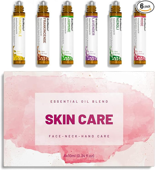 benatu 6-Pack Facial Essential Oils - Skin Care Set, 100% Pure Plant Extraction, Safe for Sensitive Skin, Non-Sticky, Easy to Absorb, Cruelty-Free, Vegan, No Mineral Oil, Parabens