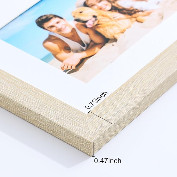 Vittanly 8x10 Collage Picture Frame, Displays 2Pcs 4x6 Pictures with Mat or 1Pcs 8x10 without Mat, Photo Frame for Wall Mounting or Table Top with Stand, Cornsilk, 1 Pack