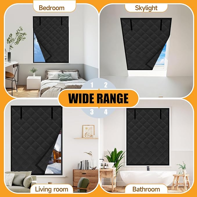 Winter Insulated Window Curtain 39"x63", Oxford Cloth Thermal Insulated Window Cover with Buckles,Heavy Duty Window Insulation Kit Fits Windows Size up to 38"x62",Black