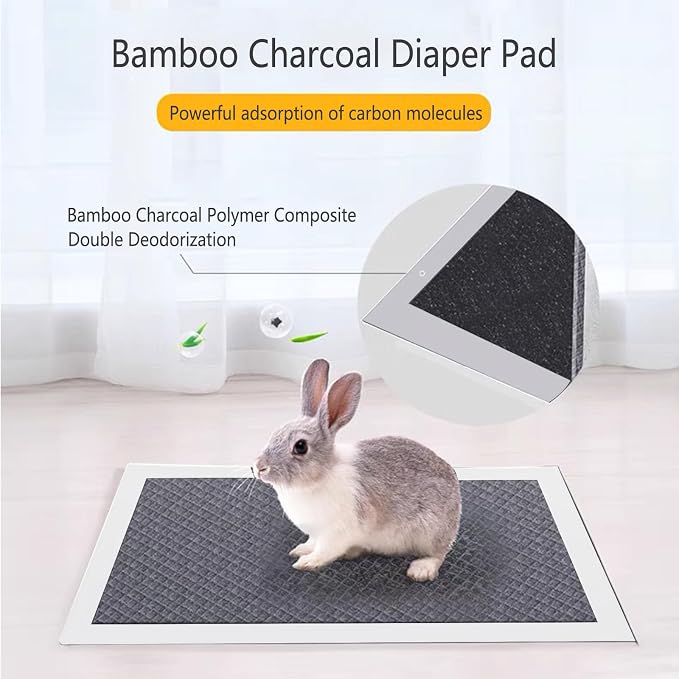 Guinea Pig Pee Pads, Disposable Rabbit Cage Liners, Charcoal Odor Controlling Absorbent Waterproof Pee Pads for Hamster, Bunny, Ferret, Chinchilla and Other Small Animals (18" x 13", 100 PCS)