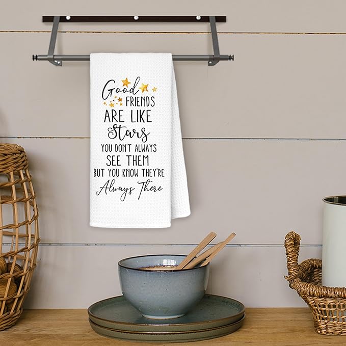 JINYO Good Friends are Like Stars Kitchen Towels, Gifts for Best Friend Hand Towels for Bathroom Kitchen Decor, Friendship Gifts for Women Friends Decorative Dish Tea Towels, 16x24 Inch