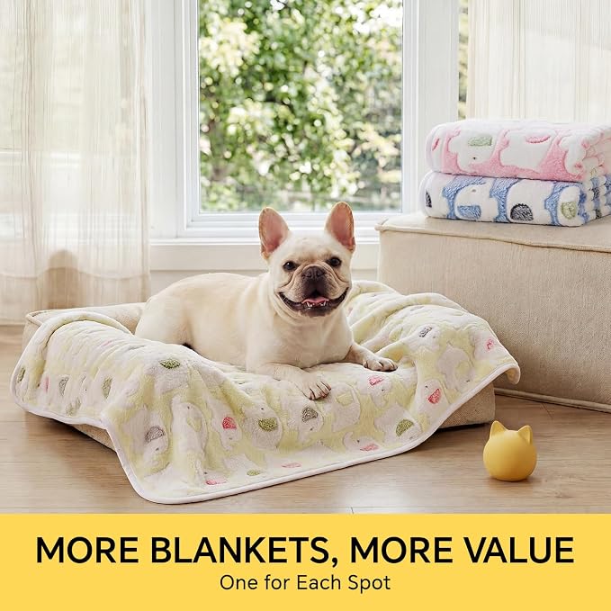 Luciphia 3 Pack Cute Dog Blankets Soft Fleece for Small Puppy Cat,23"x16" | Fuzzy Flannel Small Pet Blanket Washable, Cute Elephant Print for Crate Car Bed. Puppy Essential,Cat Stuff Gifts,Small