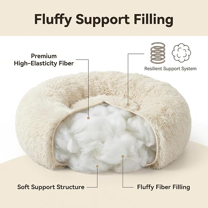 Guinea Pig Bed for Small Animal for Dwarf Rabbits/Hamster/Hedgehog/Ferrets | 11.8 Inch Small Animal Beds Washable，Hideout Soft & Comfortable Donut Bed,Beige