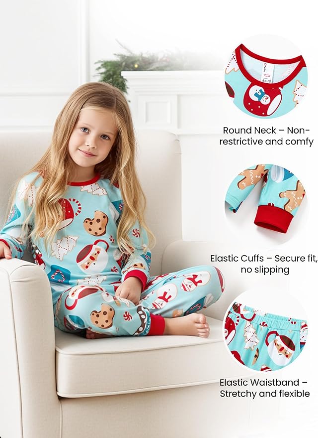 PATPAT Christmas Family Matching Pajama Sets Includes Christmas Socks - Perfect for Family Photos & Holiday Celebrations