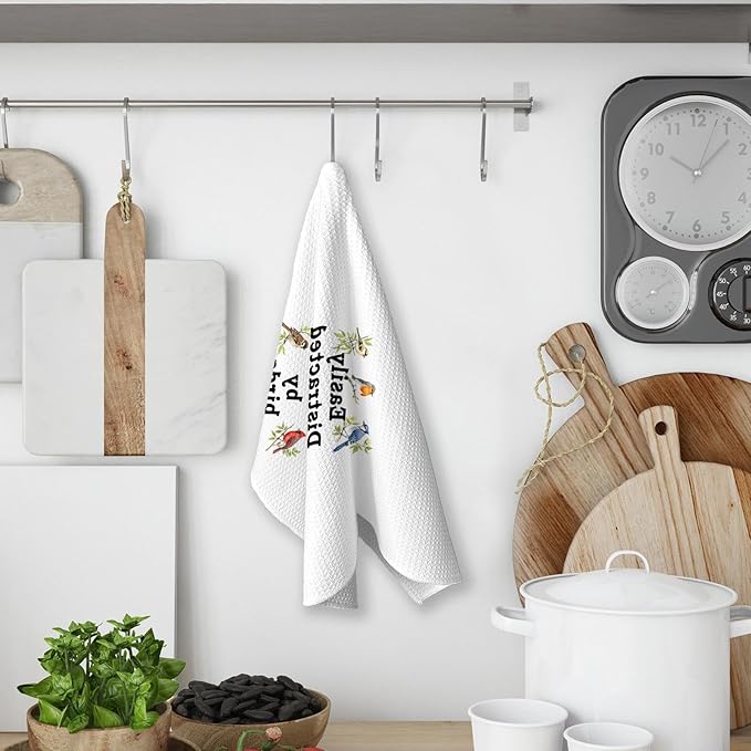 Easily Distracted by Birds Kitchen Towels, Bird Gifts for Bird Lovers Women, Birder Dish Towels for Kitchen,Birds Decorative Hand Towels for Bathroom Dish Cloths & Dish Towels
