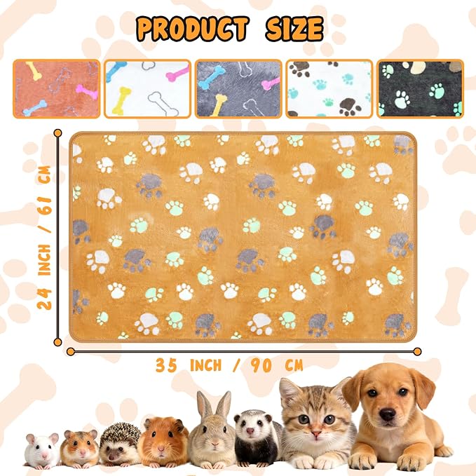 YedsIntu 6 Pcs Washable Guinea Pig Blankets Absorbent Small Animal Fleece Bedding Cage Liners Reusable Pet Pee Pad Sleep Mat Pad Cover for Hamster Ferret Rabbit Chinchilla Hedgehog (Grey, 24" x 35")