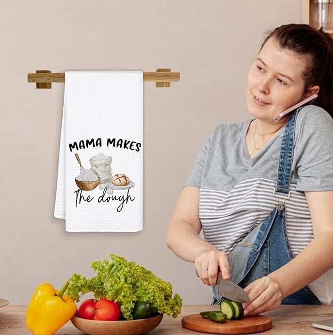 Mama Makes The Dough Kitchen Towels, Tea Towels for Baking Sourdough, Baking Gifts for Women Decorative Dish Hand Towels for Kitchen, for Mama Mom, 16x24 Inch