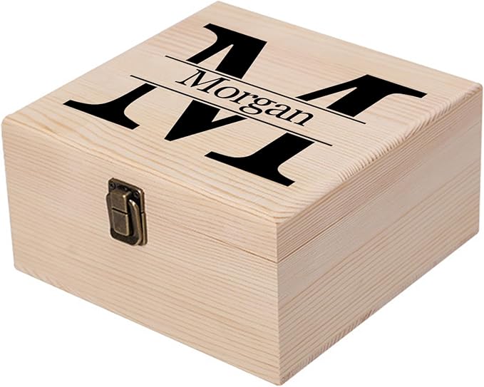 Personalized Keepsake Memory Box Custom Name Wooden Decorative Storage Box with Lids, Christmas Gift Box for Women Men Customized Gifts for Birthday Anniversary Wedding Graduation