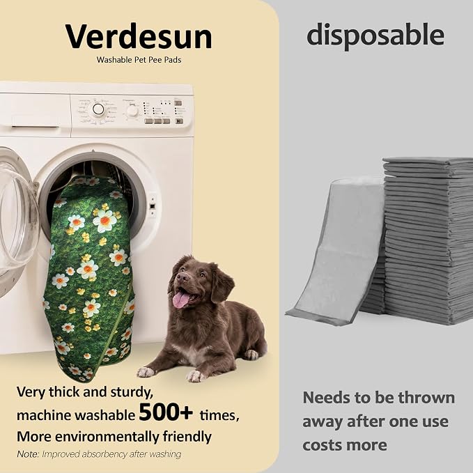 Washable Pee Pads for Dogs, Reusable Puppy Potty Training Pads, Ultra-Absorbent Thick Waterproof Leak-Proof Non-Slip Pads & Mat for Crate, Playpen, Floor, Whelping & Housebreaking , 2 Pack 36"x72"