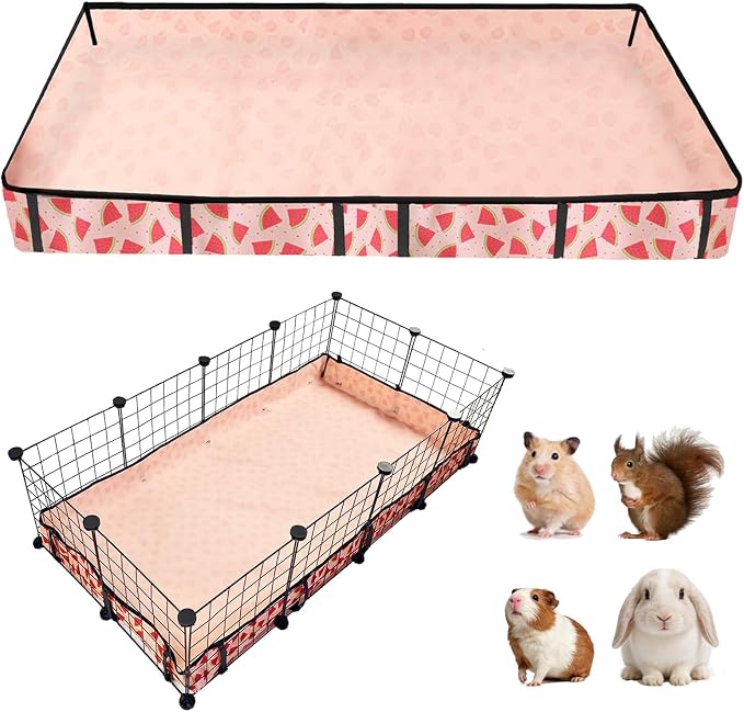 Waterproof Guinea Pig Cage Liners, Washable & Reusable Small Animal Cage Mat, for Rabbit, Hamster, Chinchilla, Hedgehog (Watermelon),C&C 28x56 inches