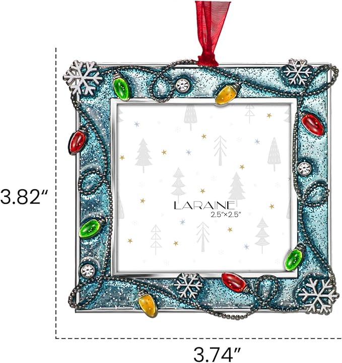 LARAINE Picture Photo Frame Christmas Metal 2025 Christmas High Definition Glass Display Pictures for Tabletop Home Decorative Holiday Gift (Blue, 2.5)