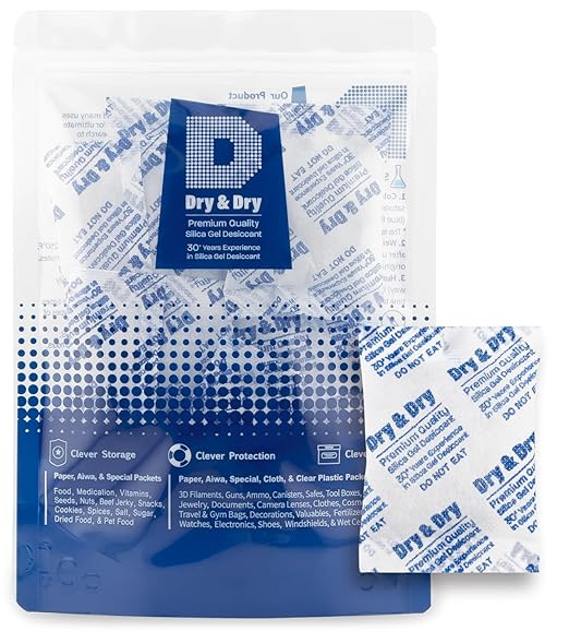 Dry & Dry 20 Gram[30 Packets] Silica Gel Packets Desiccant Packs Silica Gel Packs Silica Packets - Rechargeable Silica Packets, Silica Gel Packets, Silica Gel