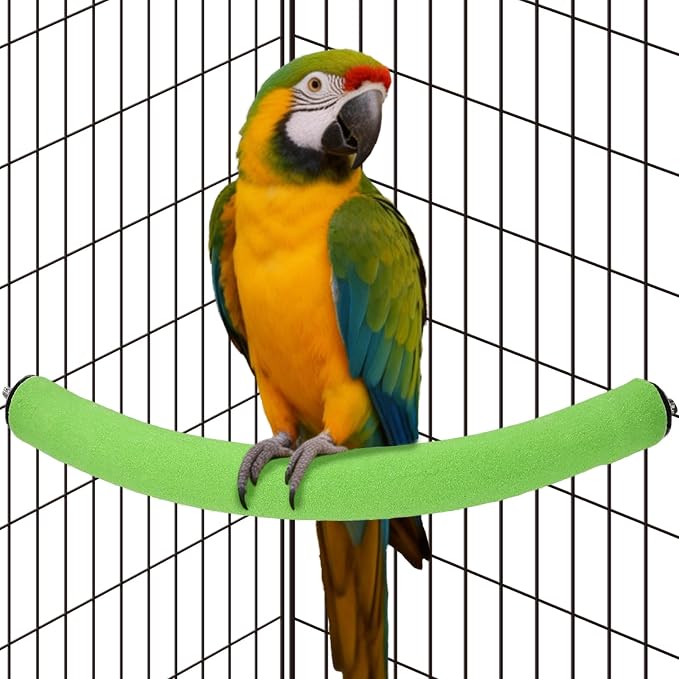 Rypet 90-Degree Parrot Perch for Cage Corner, Quartz Bird Perch (Green XL) | For Paw Grinding Clean Stick Exercise, Rough Quartz Surface, Small Parakeets Cockatiel Conures