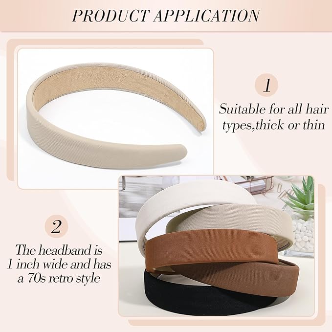 obeoby Trendy Headbands for Vintage Inspired Sundresses, Wide Headband Non Slip Hair Bands Hair Accessories for Mother's Day Gift(5Pcs)