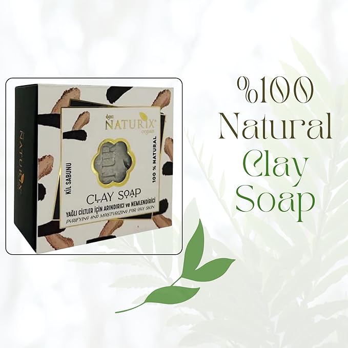 Organic Bar Soap Moisturizing Soap Made from Natural Oil | Hair Hand Face Body Bath Wash | Skin Care Cleanser Shampoo (Clay)