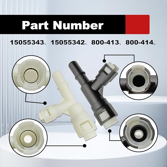 2PCS Car Heater Inlet Hose Fitting 15055343 Heater Inlet Hose Connector Tee Compatible with 00-14 GMC Yukon Sierra Chevy Tahoe Suburban Cadillac Escalade (Black & White)