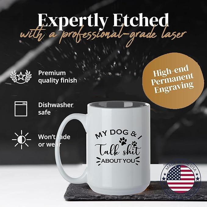 Personalized Coffee Mug, Custom Text or Logo Ceramic Mug, 15oz Customized Name Tea Cup, Gifts for Men & Women, Mother's Day Anniversary Christmas (Engraved Custom Logo, White)