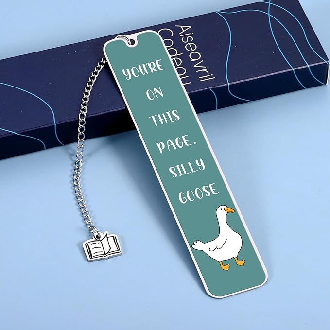 Aiseavril Cadeau Green Goose Bookmark - Stainless Steel - 1 pc for Book Lovers