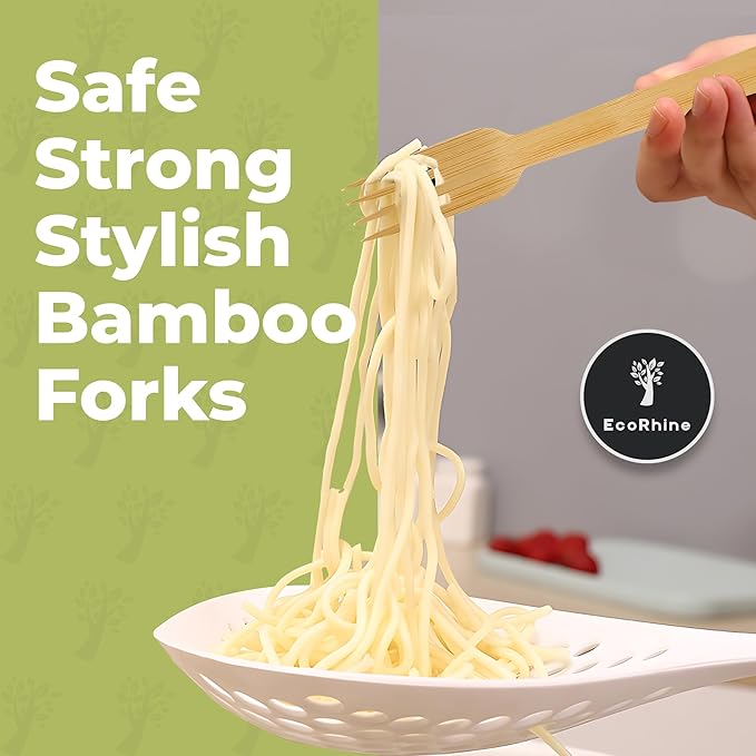Disposable Bamboo Cutlery Set - 250 PCS Bamboo Compostable Forks Utensil Set - Disposable Cutlery Set for Outdoor, Party, Camping & More