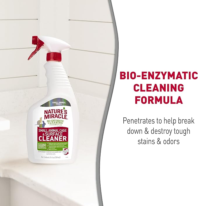 Nature's Miracle Small Animal Cage & Surface Cleaner, 24 oz | Bio-Enzymatic Formula Helps Break Down Tough Stains & Odors, Cleans & Deodorizes Cages & Accessories, Safe For Pets and Home*