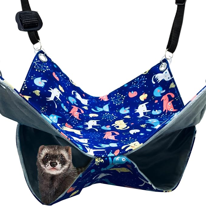 Ferret Rat Hammock Bed Nation Cage Accessories Kit Set Staff House and Hideouts Cave for Guinea Pig Ferret 13.8inch
