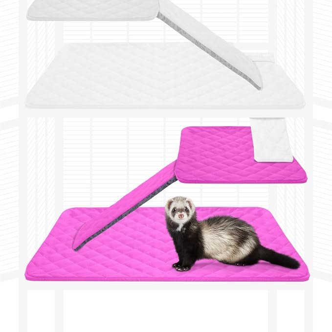 Paw Inspired Fitted Fleece Liner Set for Critter Nation 1-Story Cage, Pink | Single Unit Combo Pack for Ferret Nation/Critter Nation Cage, For Ferrets, Rats, Chinchillas, Hedgehogs, Small Animals, Pets