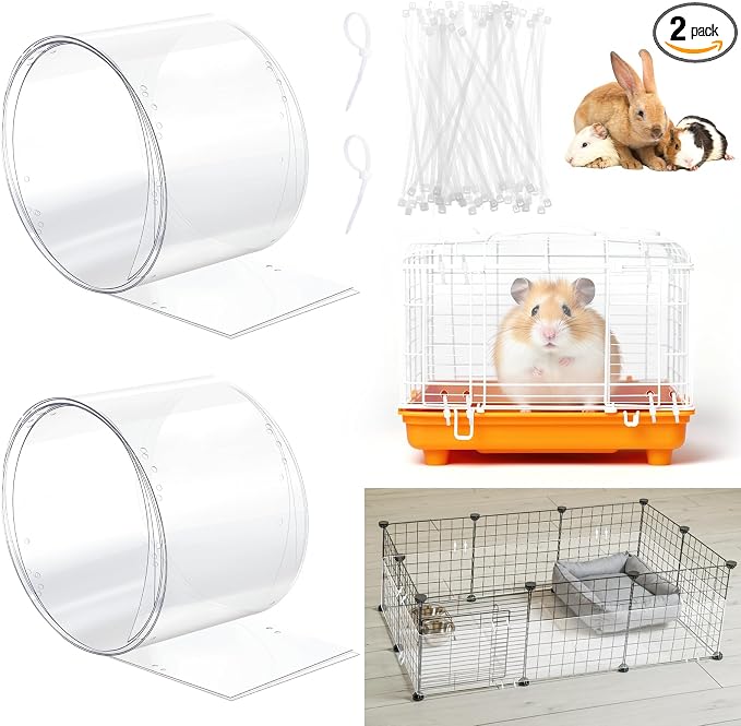 Juexica 2 Pcs 82.7 x 6 Inch Guinea Pig Cage Liner Clear Cuttable Critter Liner with Pre Drilled Holes Urine Guard Extra Long Liner with 100 Zip Ties for Rabbit Hamster Ferret Chinchilla