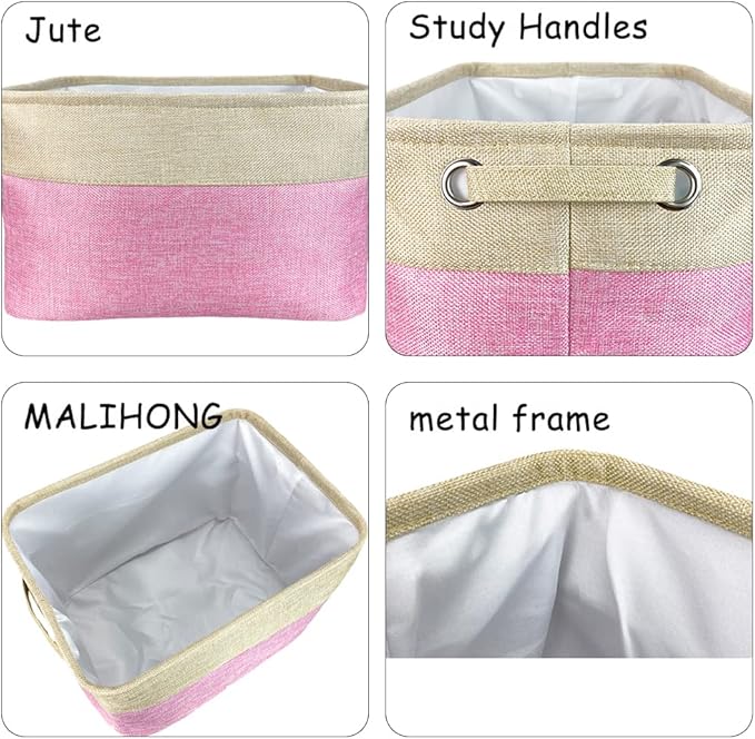 Custom Dog Toy Storage Basket with Dog's Name Sturdy Foldable Collapsible Cat Storage Bin with Handles for Organizing Pet Stuffs, Toys, Clothes,( Pink and White), 15" x 9.8" x 9"