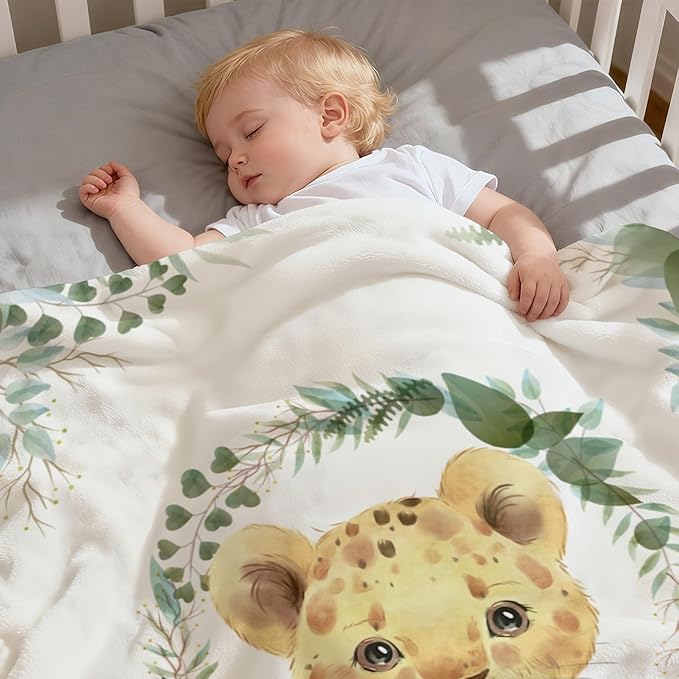 Personalized Baby Blankets with Name for Baby Boy & Girls, Customized Leopard Baby Blanket for Newborns, Infants and Toddlers, Custom Kids Blanket, 30"x40"