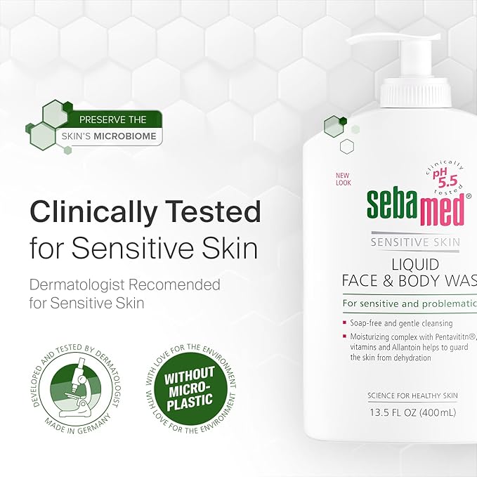 SEBAMED Dermatologist Recommended Face & Body Wash & Moisturizing Lotion Bundle (400ml x 2), Paraben Free, Soap Free