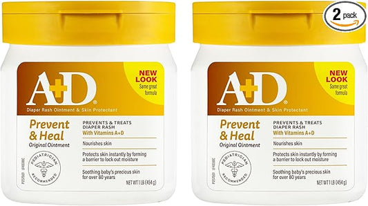A+D Original Diaper Rash Ointment, 1 Pound Jar Pack of 2