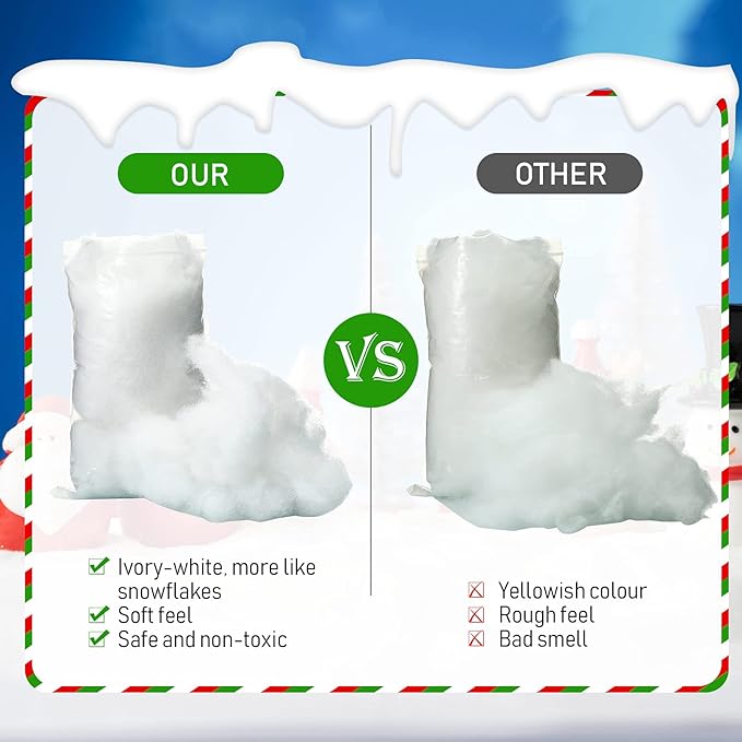 Tatuo 14 oz Fake Snow 7 Oz/200 g Per Bag Artificial Fake Cotton Christmas White Cloud Faux Fluffy Snow Indoor Soft for Winter Christmas Tree Mantle Village Nativity Scene