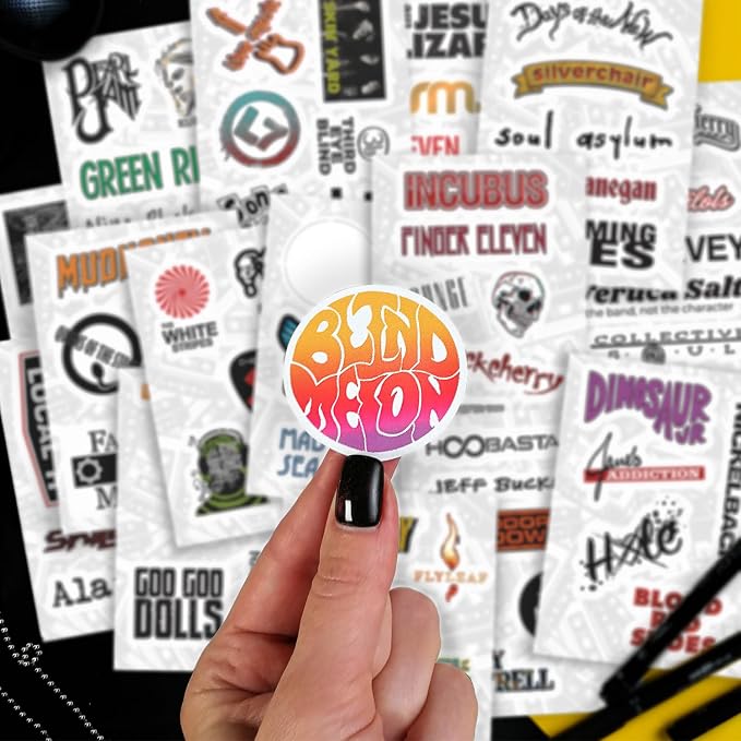 100Pcs Grunge Stickers, 90's Grunge Music, Rock Stickers, Rock Band Decals, Music Gifts for Men and Women