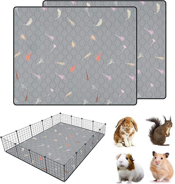 2Pcs Guinea Pig Cage Liners,Guinea Pig Fleece Cage Liners48''X60'' Super Absorbent Washable Pee Pads Reusable for Rabbit Hamster Chinchilla