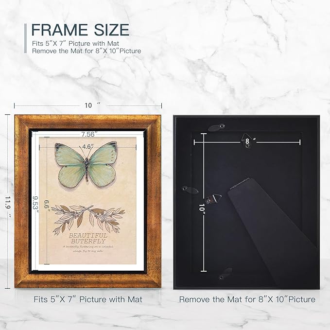 XUANLUO 8x10 Picture Frames Set of 4 Rustic Retro Photo Frame with HD Plastic Cover for Wall Mount and Tabletop Display Family Friends Wedding Gift