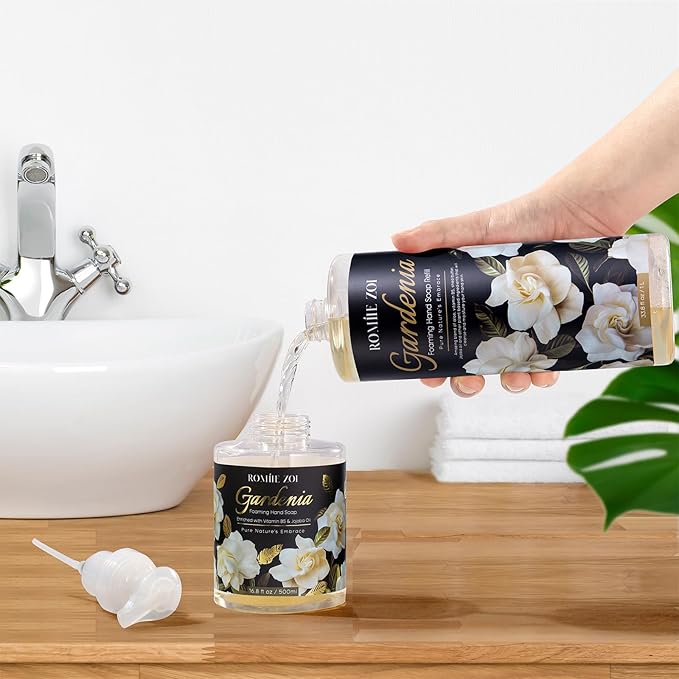 ROMIIE ZOI Foaming Hand Soap Refill, Gardenia, Gentle & Moisturizing Formula, 1 L/ 33.8 FL OZ