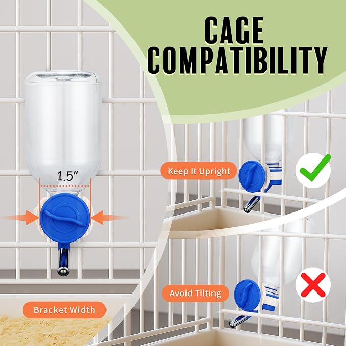 Choco Nose No-Drip Small Animal Water Bottle - Leak-Proof Patented Nozzle Helps Prevent Cage Mess & Wet Bedding - Hamster, Hedgehog, Mouse, Glider, Gerbil - BPA Free, Cage Mount, 10.2 fl oz (C125)