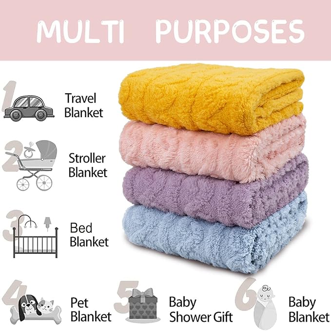 HOMRITAR Baby Blanket for Girls Toddlers 3D Fleece Fluffy Fuzzy Blankets for Baby, Soft Warm Cozy Fleece Infant or Newborn Receiving Blanket 330GSM (30 x 40 Inch, Purple)