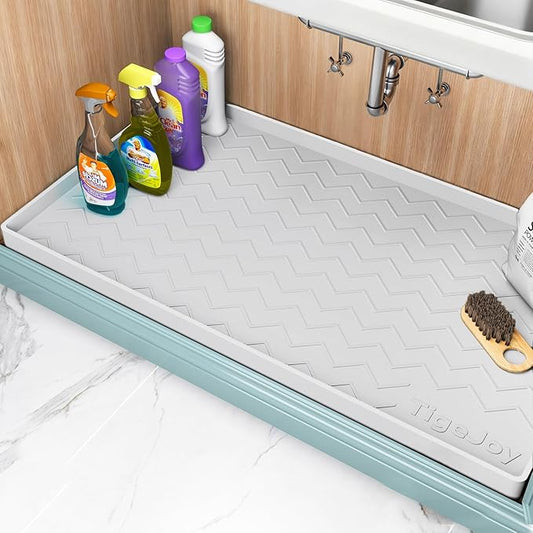 TigeJoy 22" x 22" Under Sink Mats for Kitchen Waterproof, Leak-Proof Silicone Mat Sink Protector and Cabinet Liner, Kitchen Essentials Organizer and Storage, Boot or Shoe Tray, Pet Feeding Mat