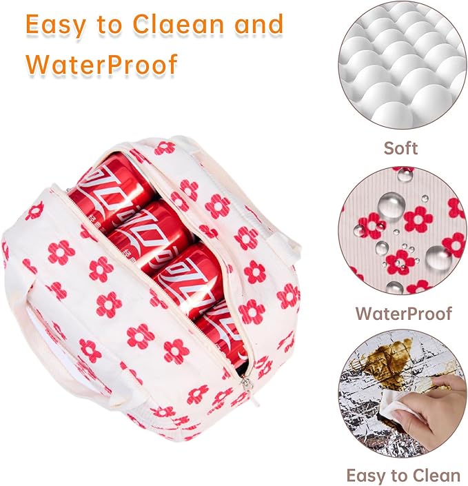Lunch Bag for Women Men Girl,Large Cute Corduroy Lunch Tote Bags - Reusable Insulated Lunch Box for women with Handle, Leakproof WaterProof Design for Office, School, Work,Picnic.