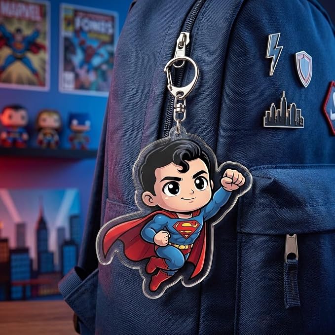 PumpCar Acrylic Keychain Double-Sided Charm Key Ring with Metal Clip Backpack Charm Bag and Car Key Accessory Collectible