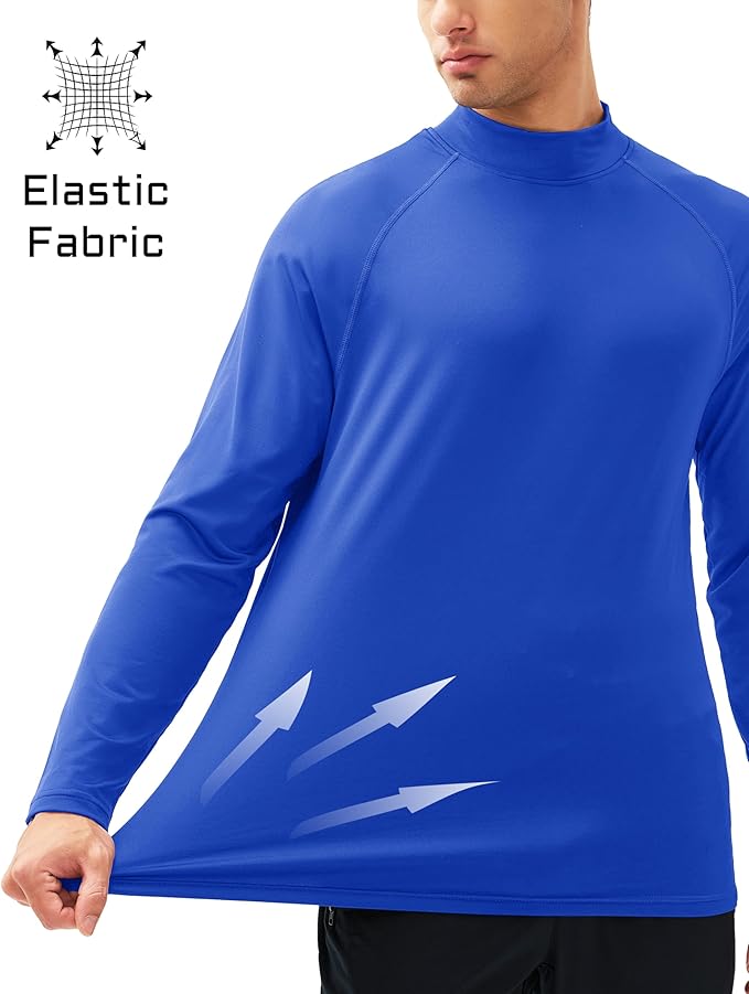 MAGCOMSEN Men's Thermal Shirt Mock Turtle Neck, Fleece Lined Long Sleeve Undershirts, Athletic Warm Base Layer Winter Top