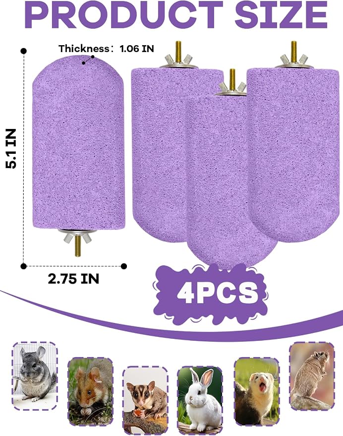 Chinchilla Lava Ledges Rat Climbing Platform 4 Pack Pumice Ledge Shelf Pet Chewing Grinding Toys Small Animals Cage Accessories for Totoro Squirrel Guinea Pig Hamster Purple