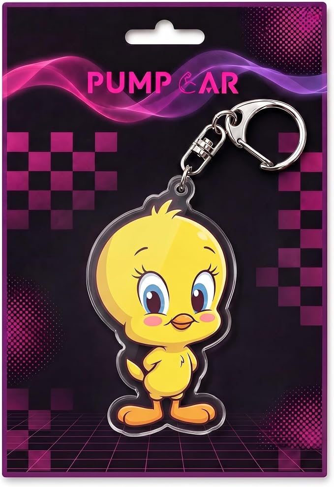 PumpCar Acrylic Keychain Double-Sided Charm Key Ring with Metal Clip Backpack Charm Bag and Car Key Accessory Collectible