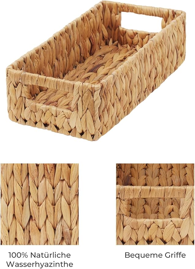 StorageWorks Water Hyacinth Baskets, Small Wicker Baskets for Organizing in Kitchen and Bathroom, 2-Pack