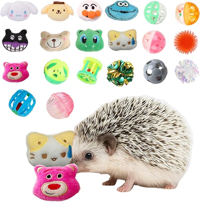 20Pcs Hedgehog Enrichment Toys - Cute Hedgehogs Cage Toy for Cuddling, Photo Props & Enrichment Play - Hedgehog Chew Toys for Boosts Natural Instincts & Daily Exercise