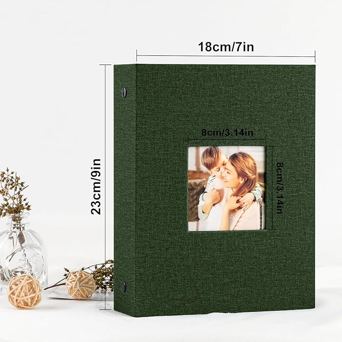 Ywlake Photo Album 4x6 200 Pockets 2 Packs, Linen Photo Albums Holds 200 Horizontal Pictures Only Green