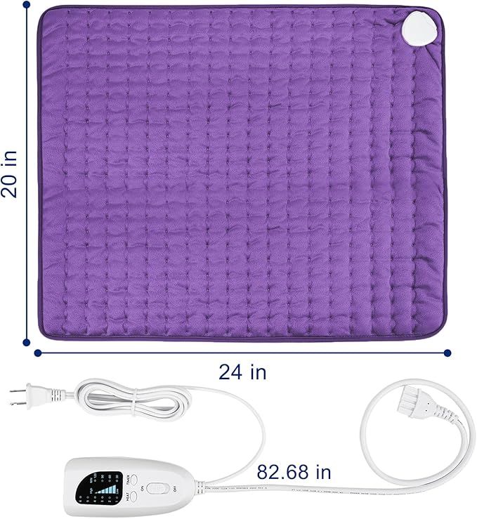 24"X20" Electric Heating pad with 6 Heat Settings, Auto Shut Off, Dry Electric Heating for Back Neck Knee Arms Legs Shoulder Heat Pads for Christmas Birthday Father's Day Mother's Day (Dark Purple)