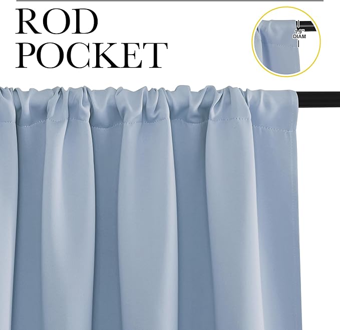 NICETOWN Blackout Curtains for Bedroom, Blackout Curtain Panels, Vintage Blue, 1 Pair, 70 by 63-inch, Window Treatment Energy Saving Thermal Insulated Solid Rod Pocket Blackout Drapes/Draperies
