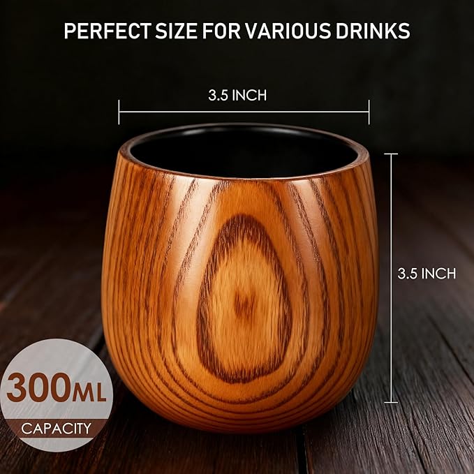 Charred Whiskey Glass Wooden Bourbon Glass Handcrafted 10oz Whiskey Tumbler Old Fashioned Glass Great Whiskey Gifts For Men Husband Dad Brother Birthday Christmas Father's Day Retirement